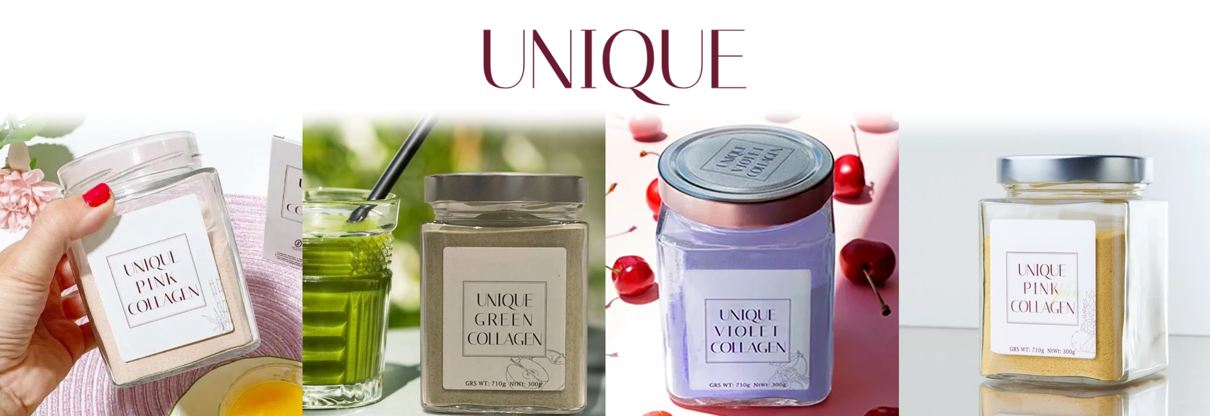 UNIQUE PINK - GREEN - VIOLET & YELLOW COLLAGEN