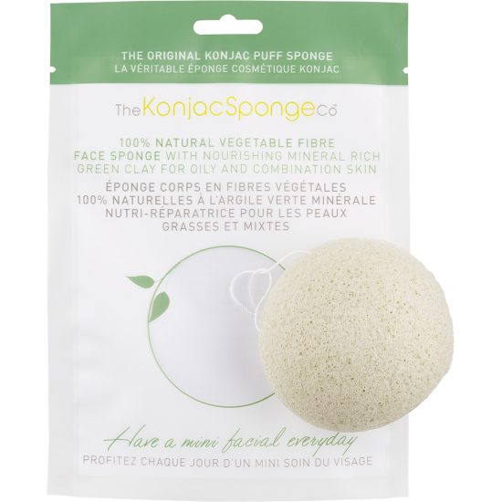 Esponja facial konjac con arcilla verde francesa