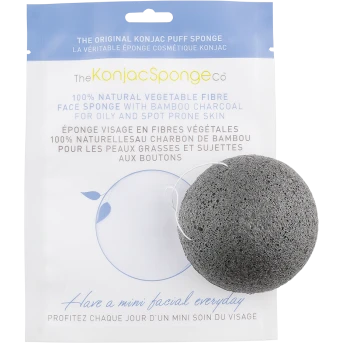 Esponja facial konjac de carbón de bambú