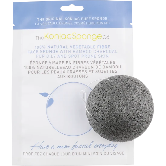 Esponja facial konjac de carbón de bambú