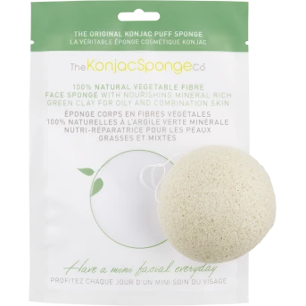 Esponja facial konjac con arcilla verde francesa