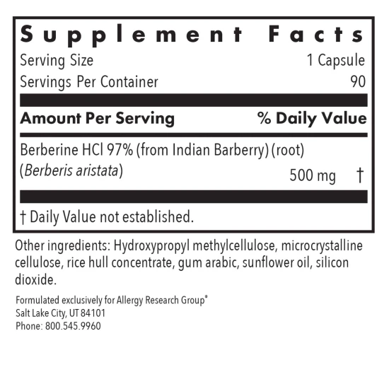 ALLERGY RESEARCH BERBERINA 500 MG 90 CAPSULES