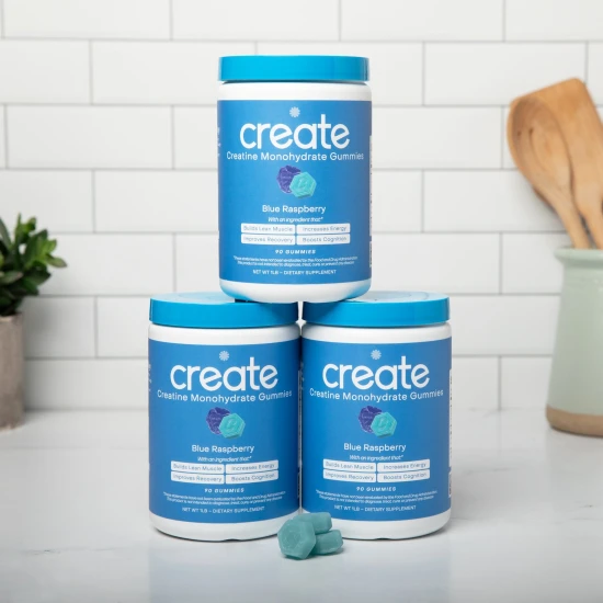 CREATE CREATINE MONOHYDRATE GUMMIES BLUE RASPBERRY 90 GUMMIES