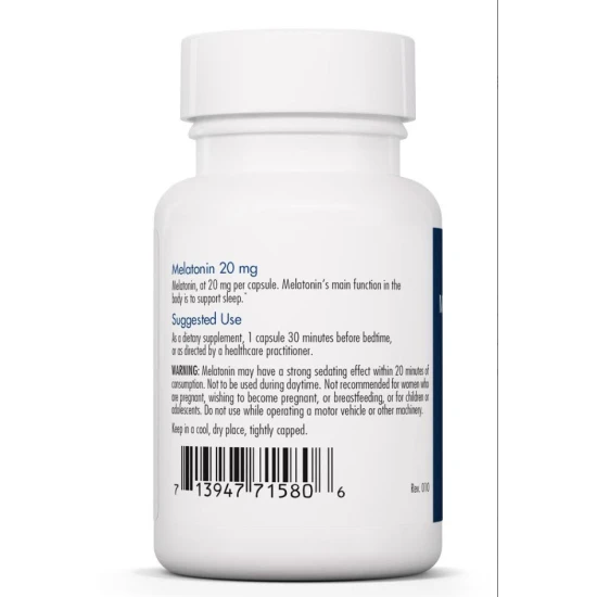 Allergy Research Group Melatonin 20mg Hypoallergenic 60 Vegetarian Capsule