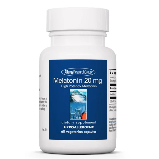 Allergy Research Group Melatonin 20mg Hypoallergenic 60 Vegetarian Capsule